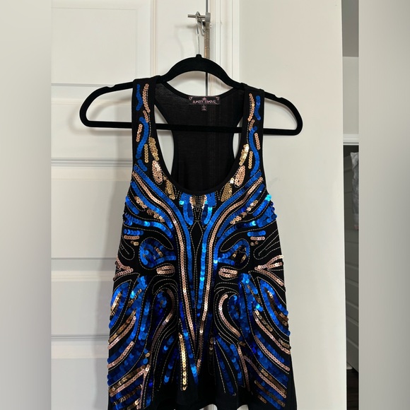 Large Black dressy cotton tank with sequins on front. Brand new - Picture 2 of 2